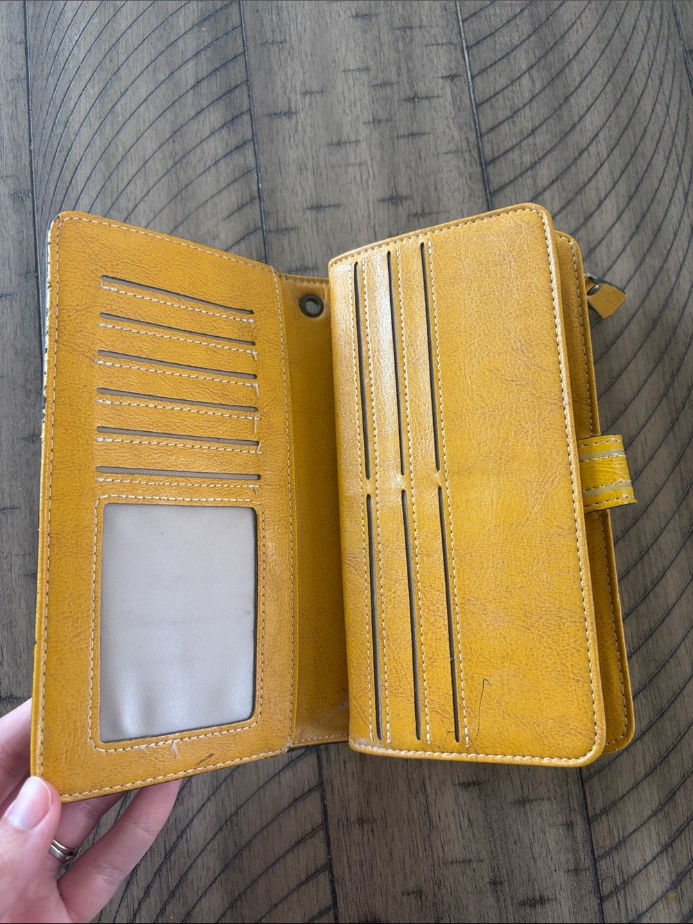 Yellow Women's Zip Wallet with Snap Closure - Picture 5 of 9